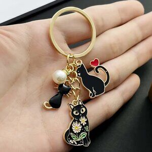 🌺 🌺 🌺Black Cats Enamel Key Ring
